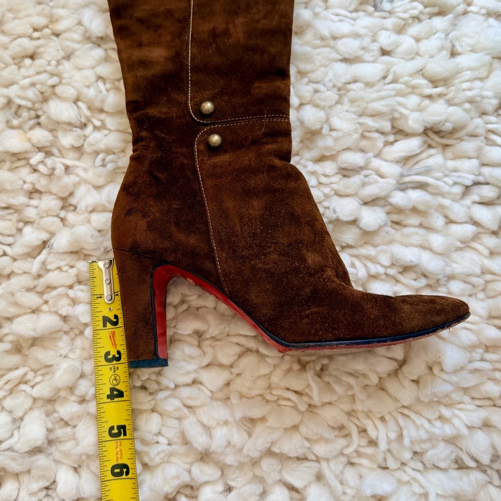 Christian Louboutin Brown Suede Heeled Boots - Picture 12 of 12